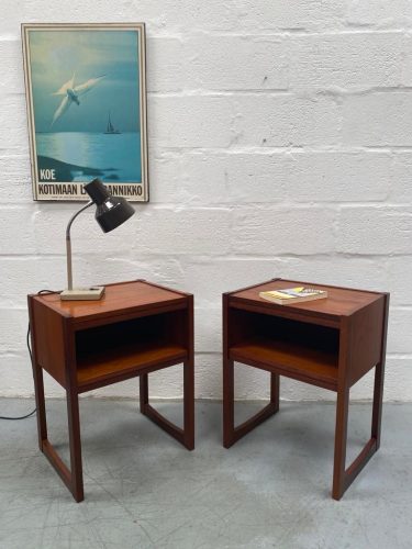 Pair of Mid Century Vintage Bedside Cabinets / Side Tables 1960s 1970s Retro 