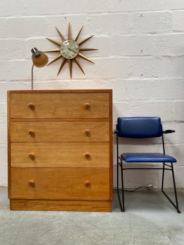 Vintage Papworth Air Ministry Mid Century Oak Chest of Drawers / Bureau / Desk 