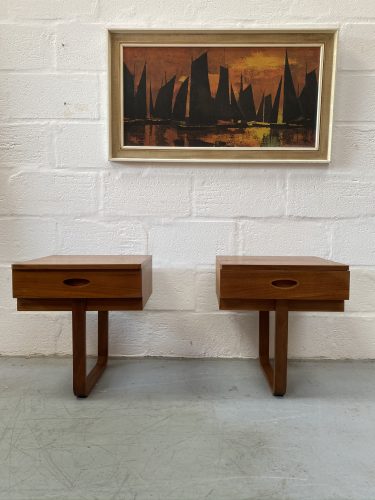 1960s Matching Pair of Vintage Uniflex Floating Bedside Cabinets by Gunther Hoffstead