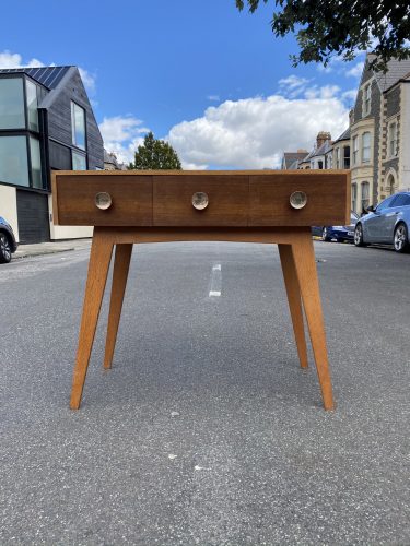 Mid Century Oak Console Table with Drawers