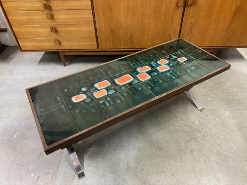 Mid Century Vintage 1960s Ceramic Tile Coffee Table by Adri