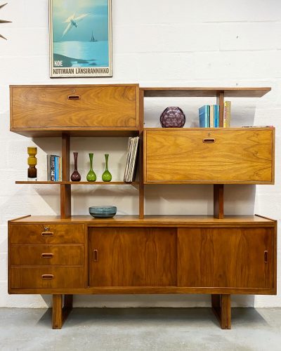 Mid Century 1960s Vintage Teak Room Divider / Bookcase