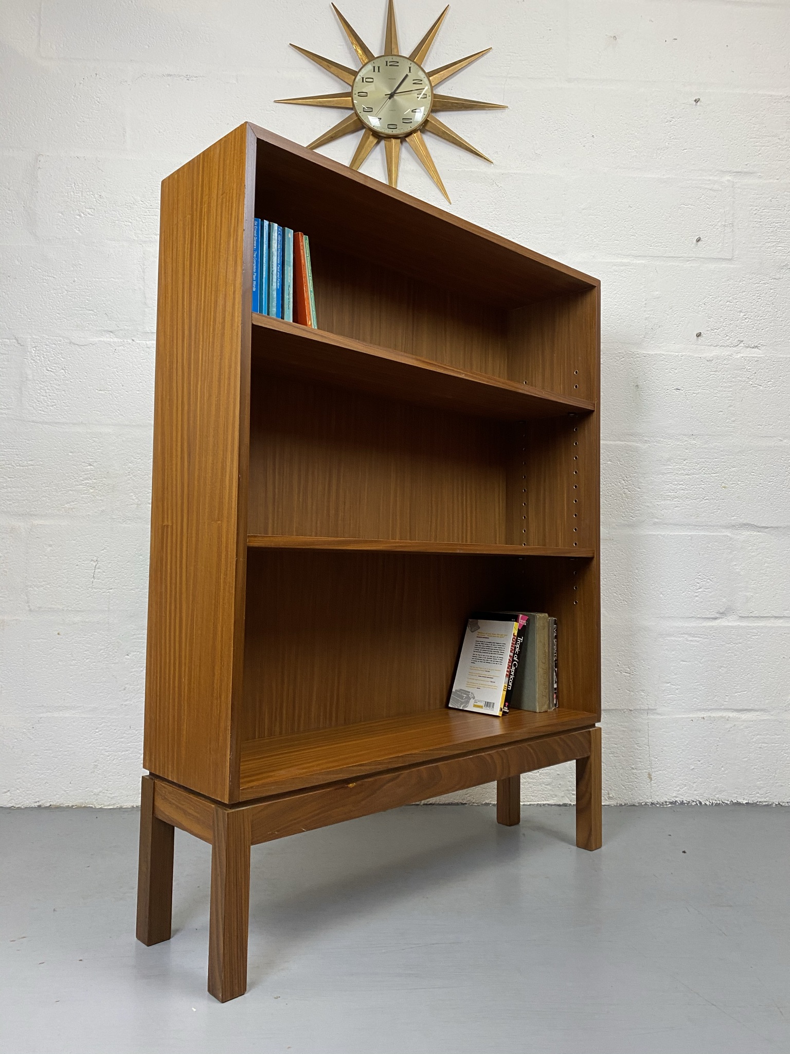 Retro Late 20th Century Broad Arrow Marked Ex Military Teak Bookcase Shelves