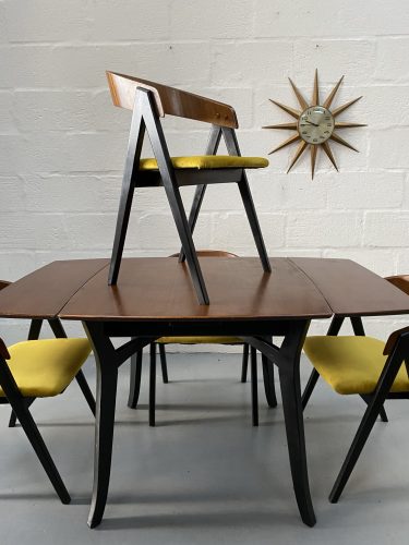 Vintage Atomic Mid Century Extending Dining Table & 4 Chairs in the Manner of Allen Gould