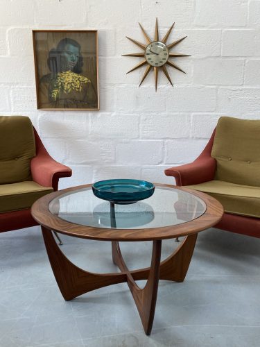 1960s Teak Glass Circular Coffee Table by V.B. Wilkins for G Plan