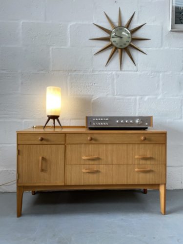 Mid Century Oak Chest of Drawers / Small Sideboard