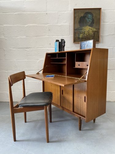 Vintage Mid Century Teak Bureau by Burolite