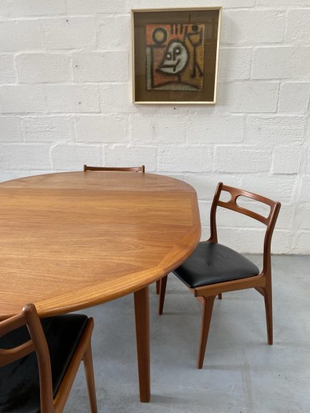 Danish Extending Dining Table and 4 Teak Dining Chairs by Johannes Andersen for Uldum Mobelfabrik, Denmark