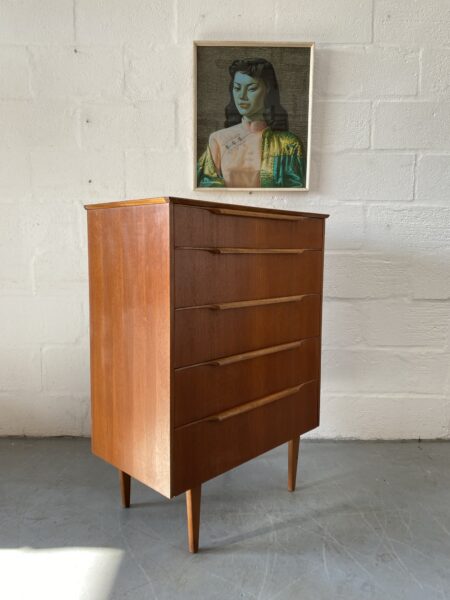 Chest of 5 Drawers in Teak by Beeanese, 1960s