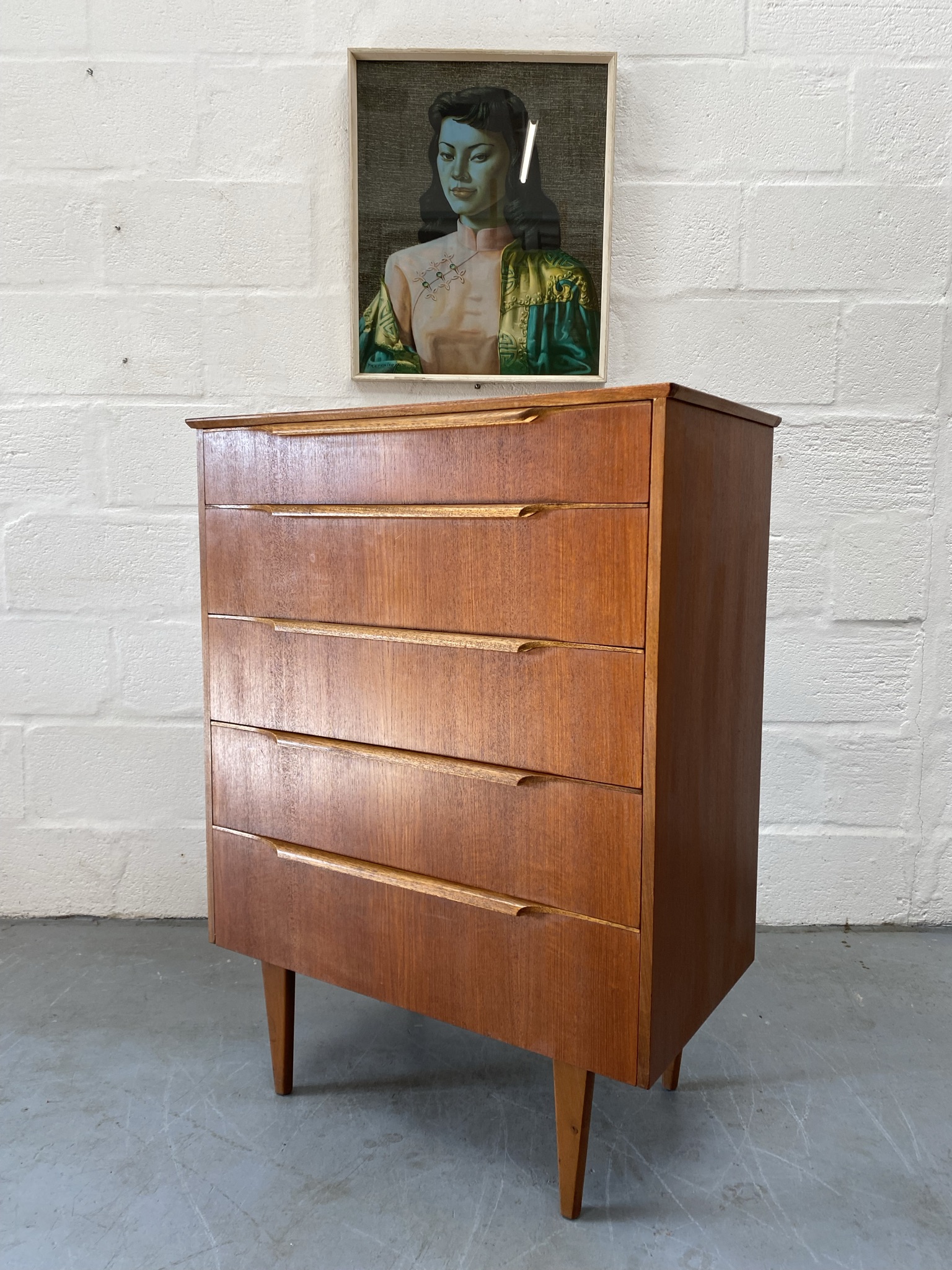 Chest of 5 Drawers in Teak by Beeanese, 1960s