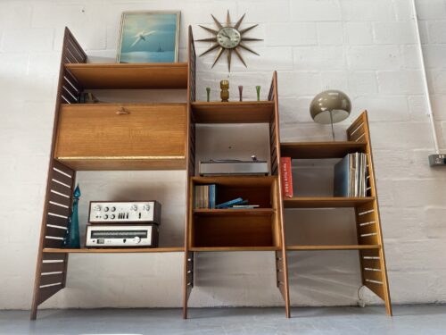 Three Bays of Ladderax Modular Shelving Designed by Robert Heal in 1964 for Staples of Cricklewood, London