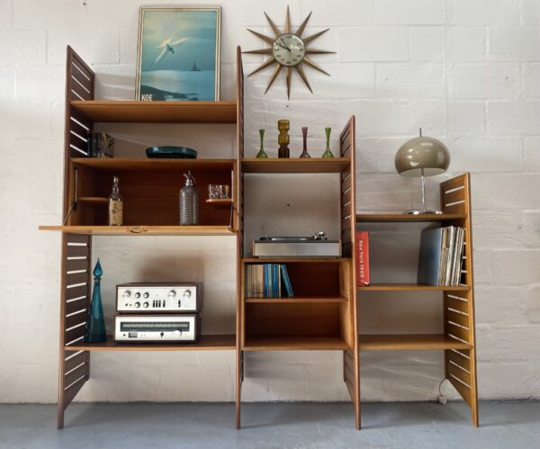 Three Bays of Ladderax Modular Shelving Designed by Robert Heal in 1964 for Staples of Cricklewood, London