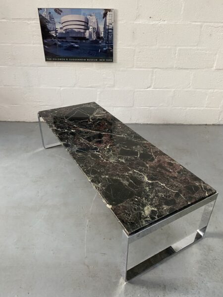 Retro Vintage Italian Marble and Chrome Coffee Table