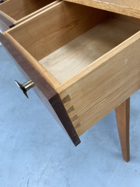 Mid Century Oak Console Table with Drawers  