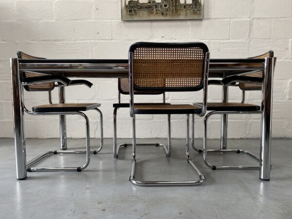 1980s 4 x Marcel Breuer Cesca Bauhaus Style Chrome / Weave Dining Chairs & Table