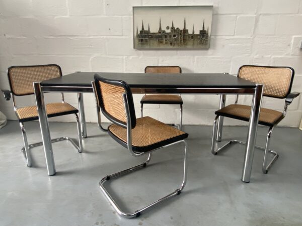 1980s 4 x Marcel Breuer Cesca Bauhaus Style Chrome / Weave Dining Chairs & Table