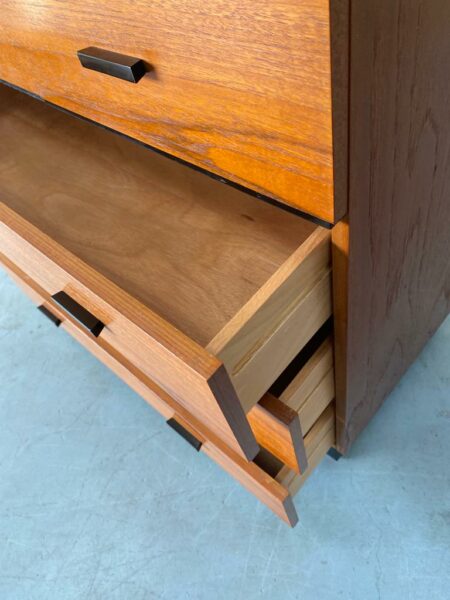 Vintage Teak Five Drawer Chest with Ebonised Detailing