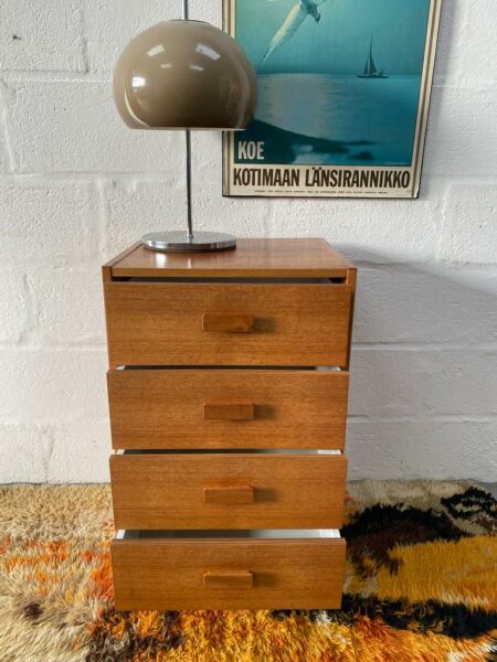 Vintage 1960's Elliott’s of Newbury Teak Chest Of 4 Drawers Mid Century