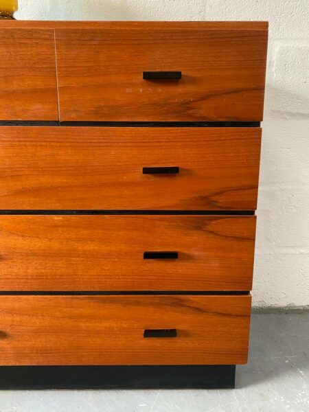 Vintage Teak Five Drawer Chest with Ebonised Detailing