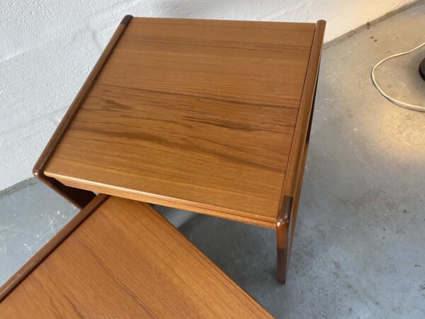 Vintage Set of Teak Nesting Tables With Quadrille Legs