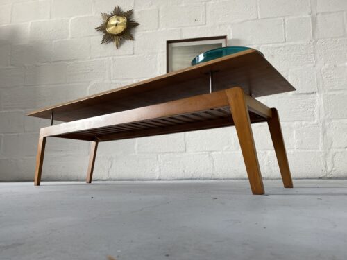 Vintage Floating Top Coffee Table with Slatted Magazine Rack 