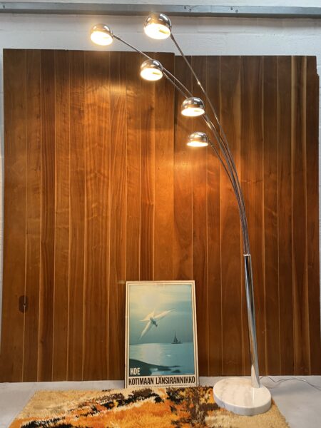 Retro Late 20th Century Five Armed Arc Floor Lamp