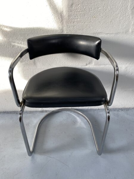 Art Deco Style Chrome Office Dining Cantilever Chair Bauhaus 