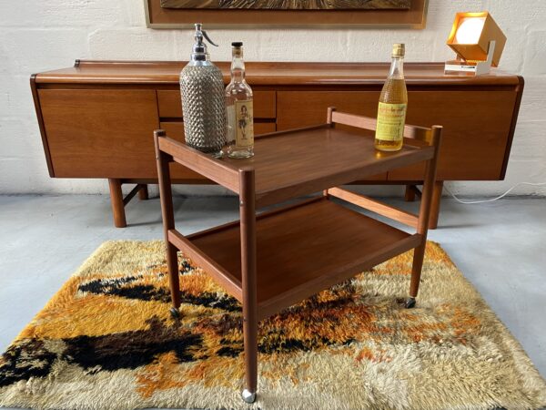 Mid Century Danish Teak Trolley Vintage Drinks Trolley Bar Cart 1960’s
