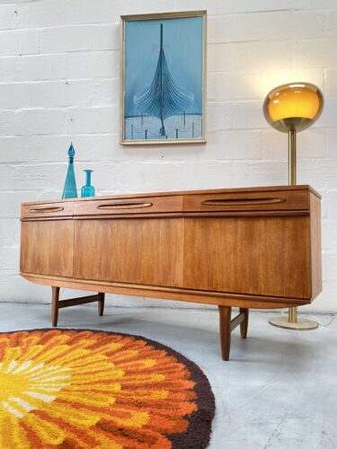 Vintage Elliott’s of Newbury (EON) Curved Front Teak Sideboard 