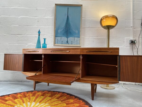 Vintage Elliott’s of Newbury (EON) Curved Front Teak Sideboard 