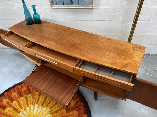 Vintage Elliott’s of Newbury (EON) Curved Front Teak Sideboard 