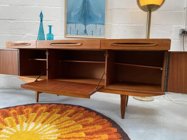 Vintage Elliott’s of Newbury (EON) Curved Front Teak Sideboard 