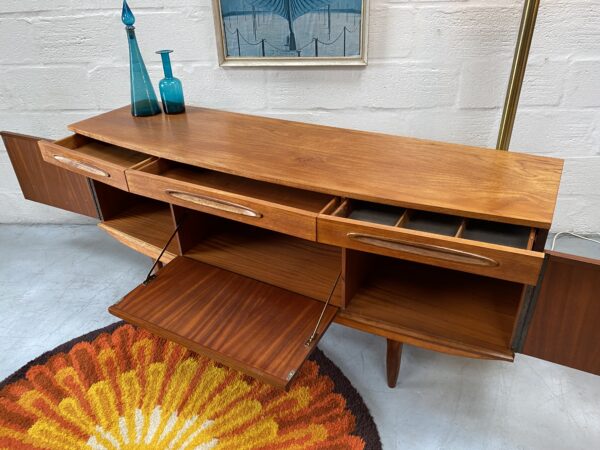 Vintage Elliott’s of Newbury (EON) Curved Front Teak Sideboard 