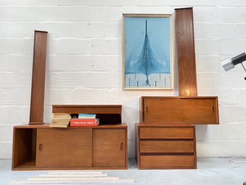 1960s Mid Century Floating Shelving System