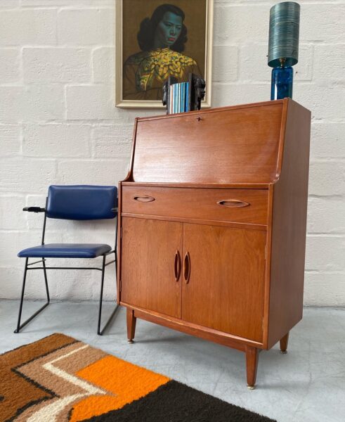 Vintage 1960s Mid Century Teak Bureau by Jentique
