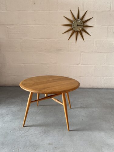 Vintage 1960s ERCOL Drop-leaf Coffee Occasional Side Table 'Half-Moon' Model 308