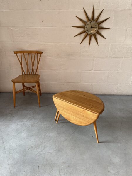 Vintage 1960s ERCOL Drop-leaf Coffee Occasional Side Table 'Half-Moon' Model 308