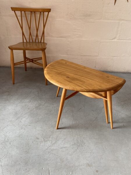 Vintage 1960s ERCOL Drop-leaf Coffee Occasional Side Table 'Half-Moon' Model 308