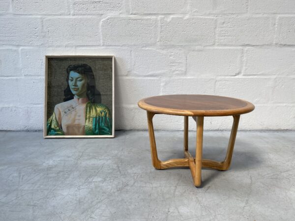 Mid Century ‘Lane Perception’ Walnut & Oak Round Side Table