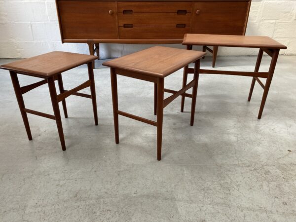 Mid Century Vintage Danish Nest of Three Tables by Kai Kristiansen