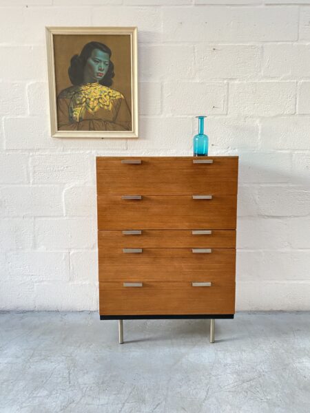 1960's Stag 'Fineline' Range Tallboy Chest of Drawers Designed by John & Sylvia Reid