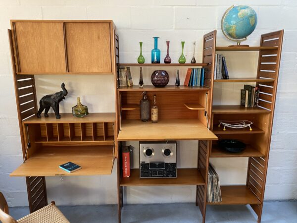 Three Bays of Free-Standing Ladderax Modular Shelving & Storage Designed by Robert Heal in 1964 for Staples of Cricklewood, London