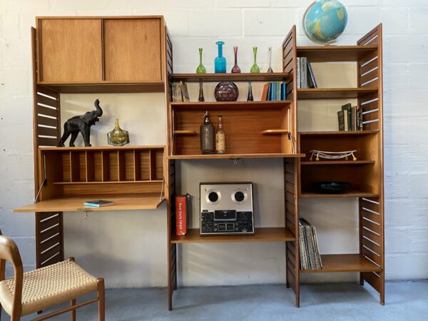 Three Bays of Free-Standing Ladderax Modular Shelving & Storage Designed by Robert Heal in 1964 for Staples of Cricklewood, London