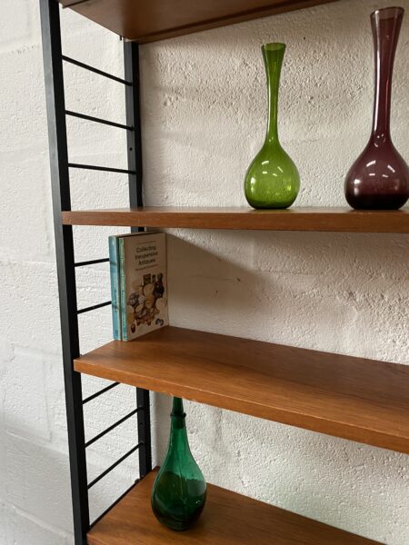 Mid Century 2 Bay Slim Metal Ladderax Shelving / Display Stand / Bookcase