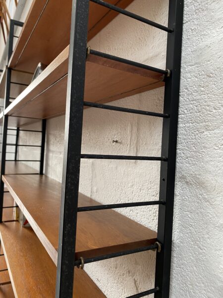 Mid Century 2 Bay Slim Metal Ladderax Shelving / Display Stand / Bookcase