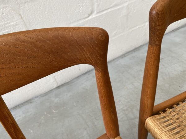 A Vintage Set of 4 Danish Sea Grass / Paper Cord Teak Dining Chairs, 1960