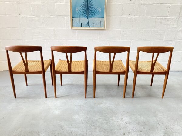 A Vintage Set of 4 Danish Sea Grass / Paper Cord Teak Dining Chairs, 1960