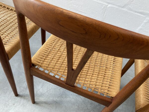 A Vintage Set of 4 Danish Sea Grass / Paper Cord Teak Dining Chairs, 1960