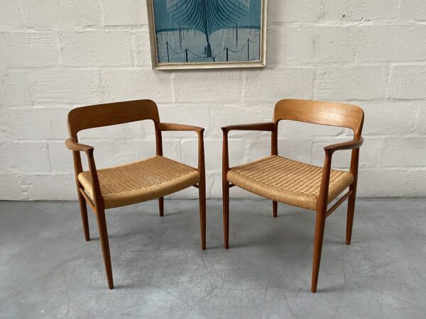 Pair of Mid Century Danish Møller Dining Chairs, Model 56