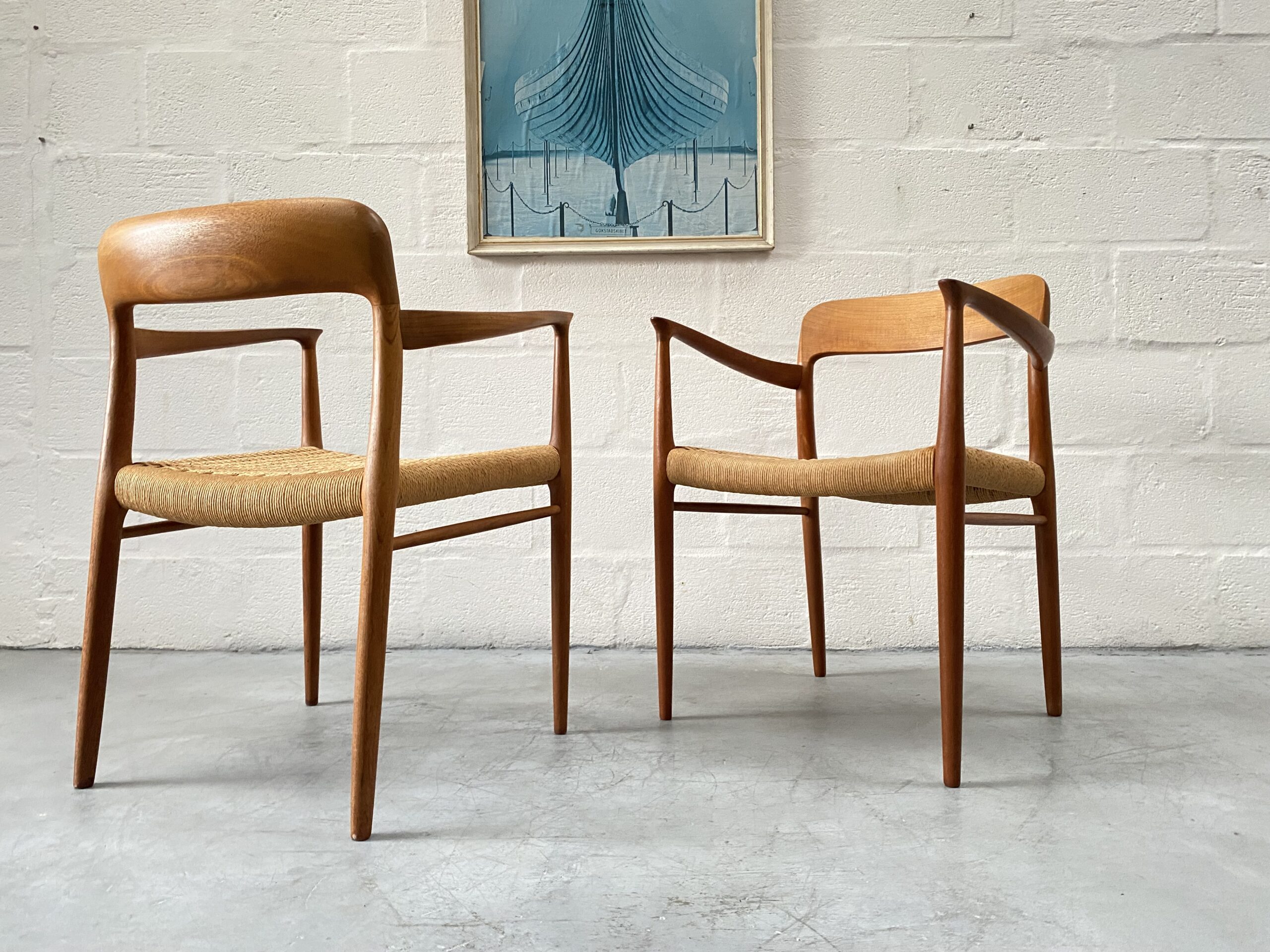 Pair of Mid Century Danish Møller Dining Chairs, Model 56